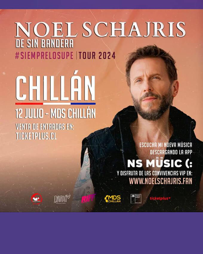 Noel Schajris (sin Bandera) en Chillán, Chile 12 Julio 2024